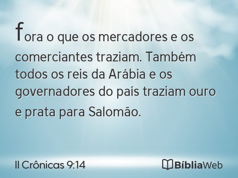 II Crônicas 9:14 em imagem para compartilhar