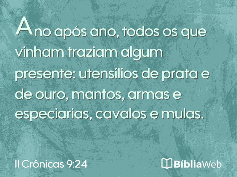 II Crônicas 9:24 em imagem para compartilhar