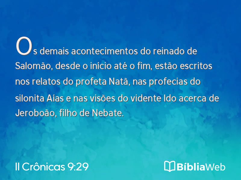 II Crônicas 9:29 em imagem para compartilhar