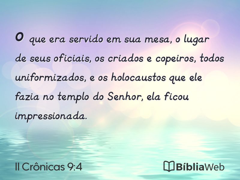 II Crônicas 9:4 em imagem para compartilhar