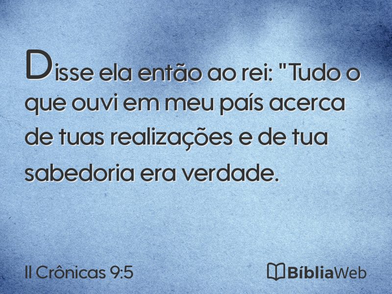 II Crônicas 9:5 em imagem para compartilhar