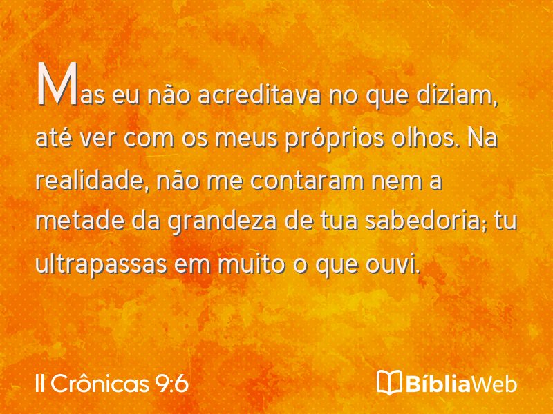 II Crônicas 9:6 em imagem para compartilhar