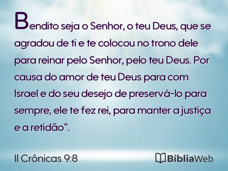 II Crônicas 9:8 em imagem para compartilhar