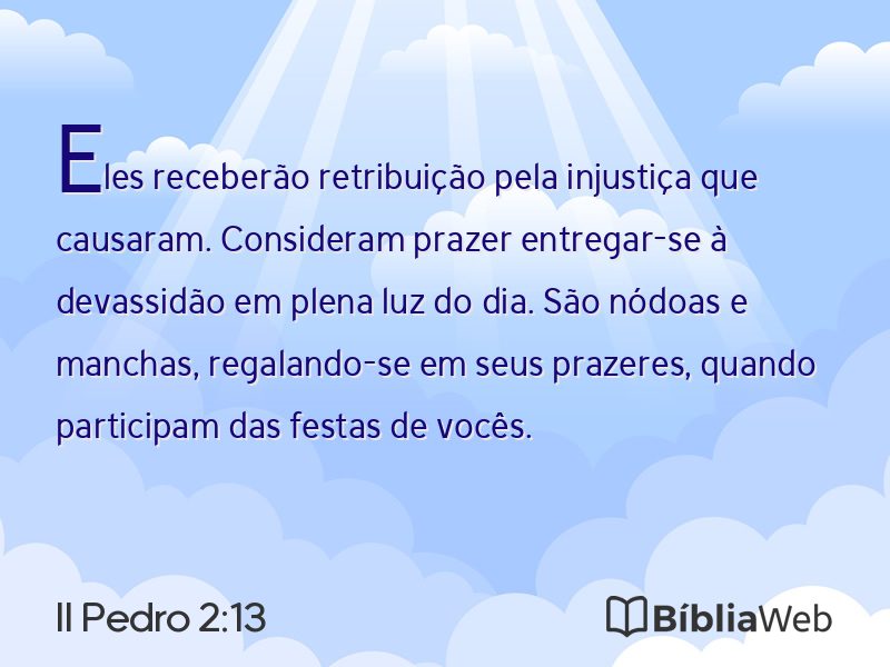 II Pedro 2:13 em imagem para compartilhar