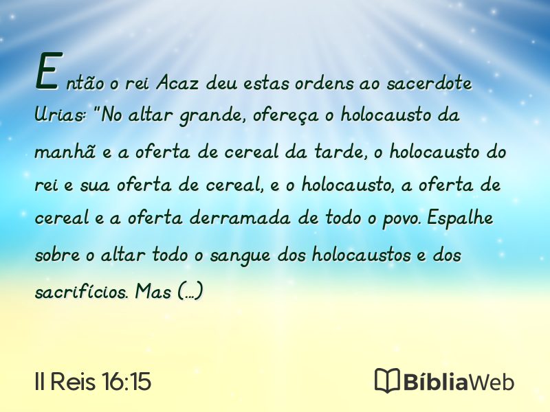 II Reis 16:15 em imagem para compartilhar
