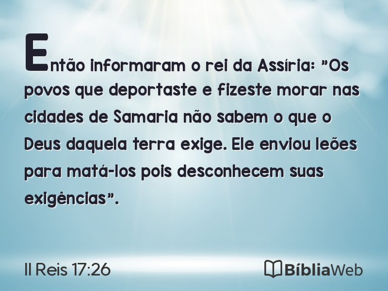 II Reis 17:26 em imagem para compartilhar