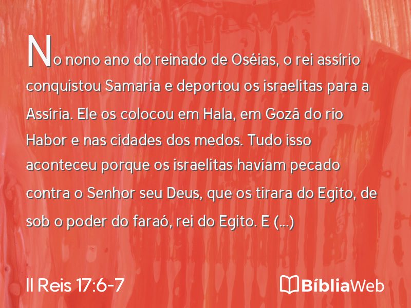 II Reis 17:6-7 em imagem para compartilhar