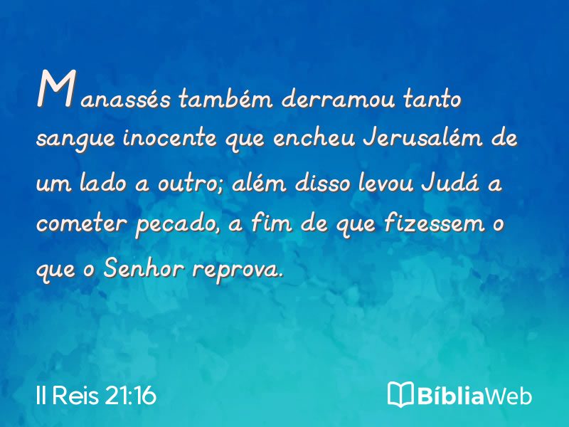 II Reis 21:16 em imagem para compartilhar