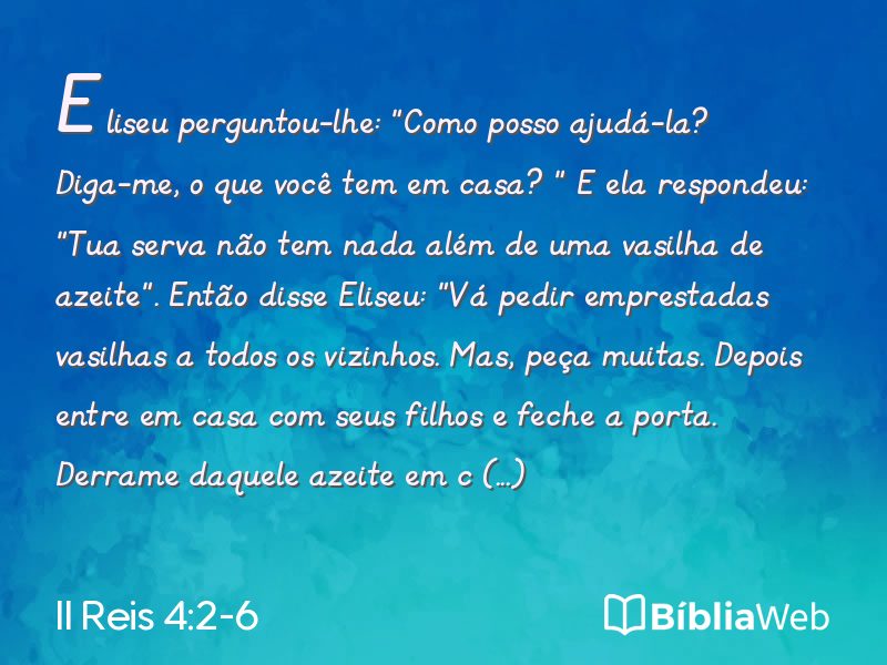 II Reis 4:2-6 em imagem para compartilhar
