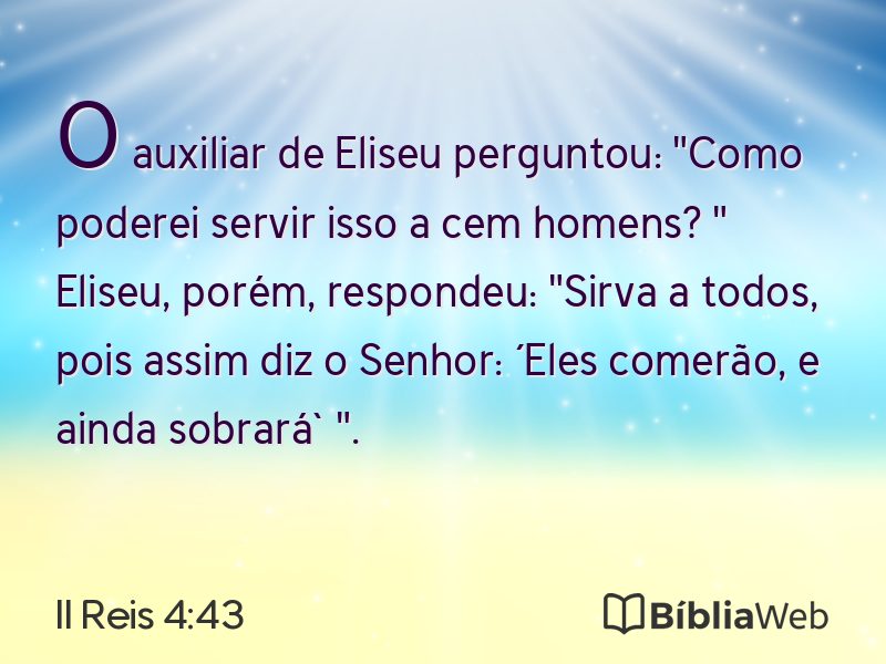 II Reis 4:43 em imagem para compartilhar