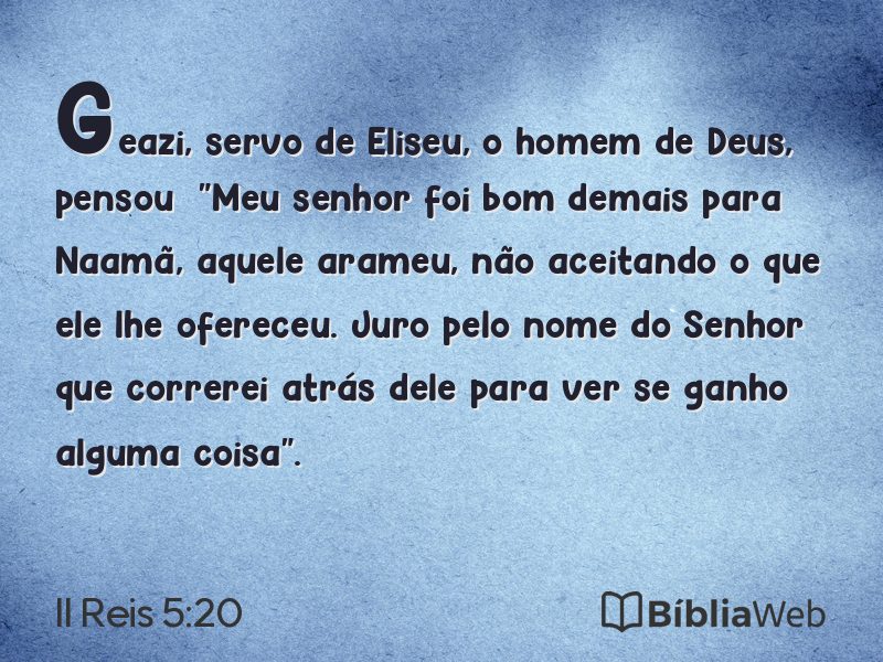 II Reis 5:20 em imagem para compartilhar