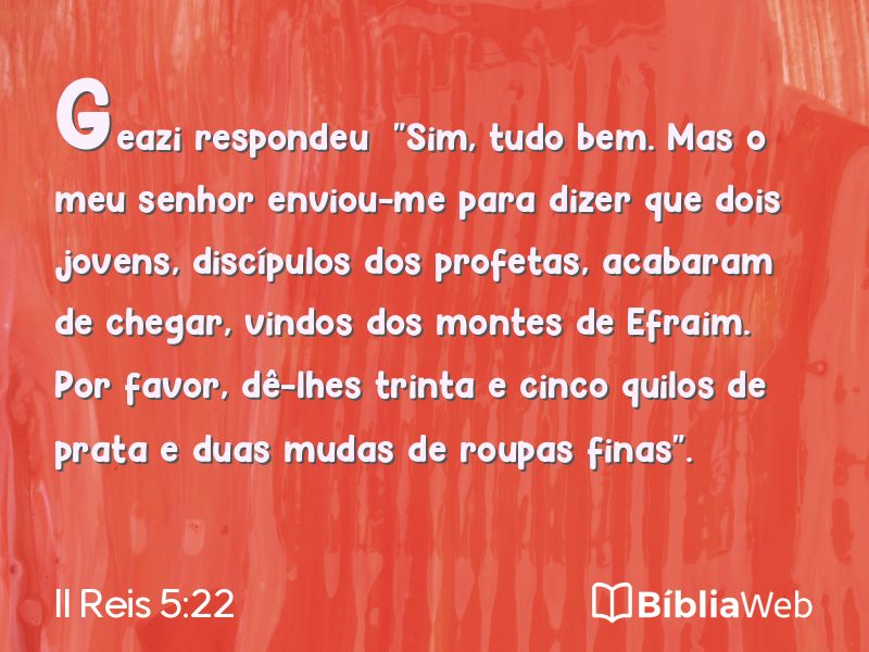 II Reis 5:22 em imagem para compartilhar