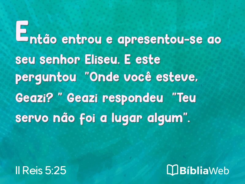 II Reis 5:25 em imagem para compartilhar
