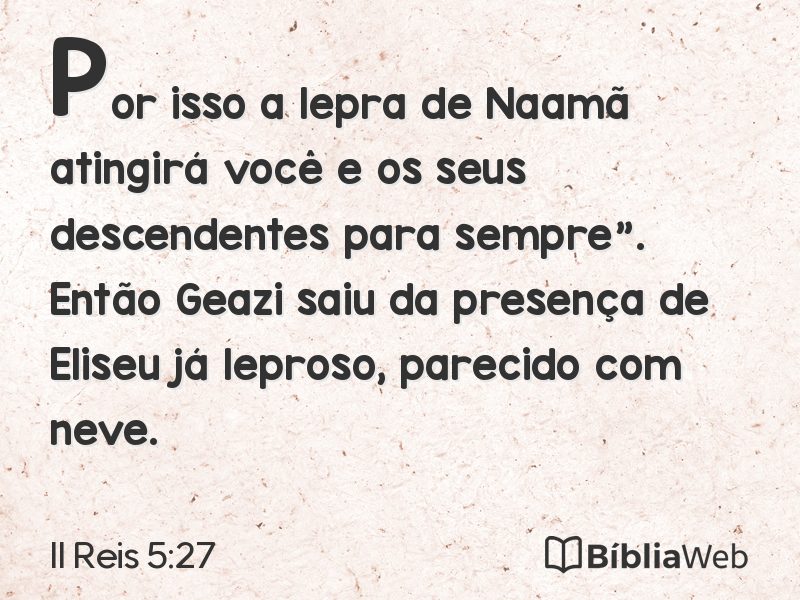 II Reis 5:27 em imagem para compartilhar