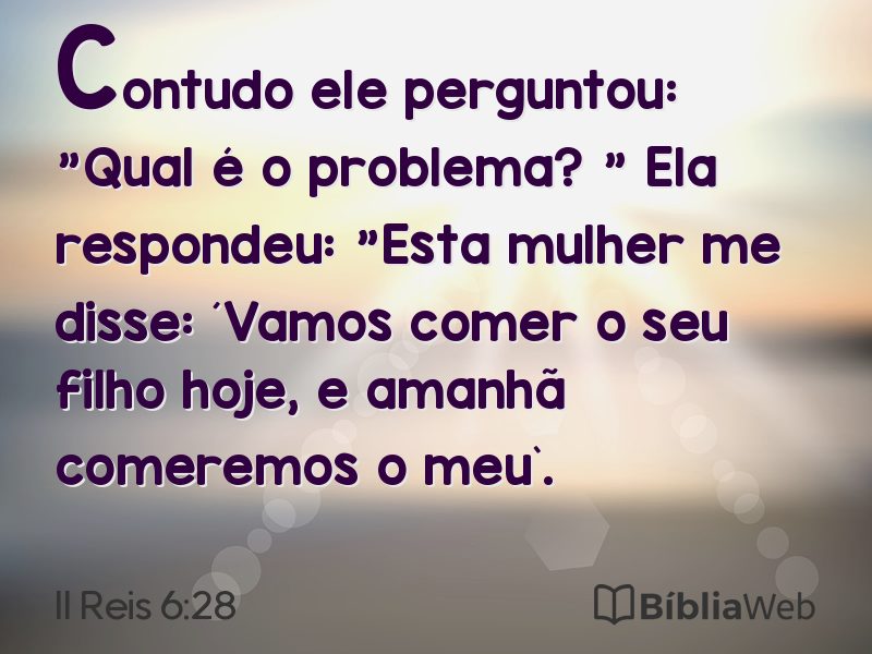 II Reis 6:28 em imagem para compartilhar