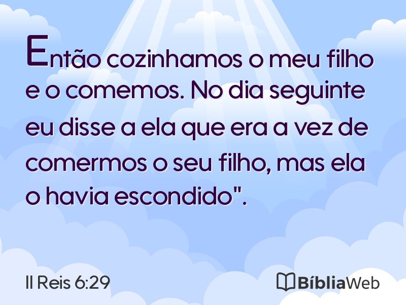 II Reis 6:29 em imagem para compartilhar