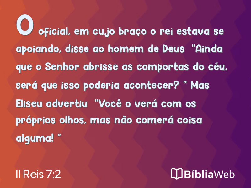 II Reis 7:2 em imagem para compartilhar
