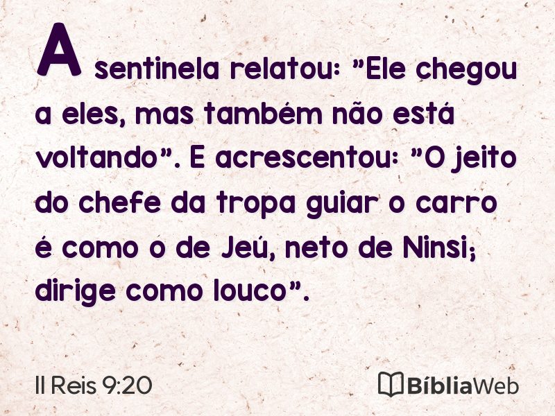 II Reis 9:20 em imagem para compartilhar
