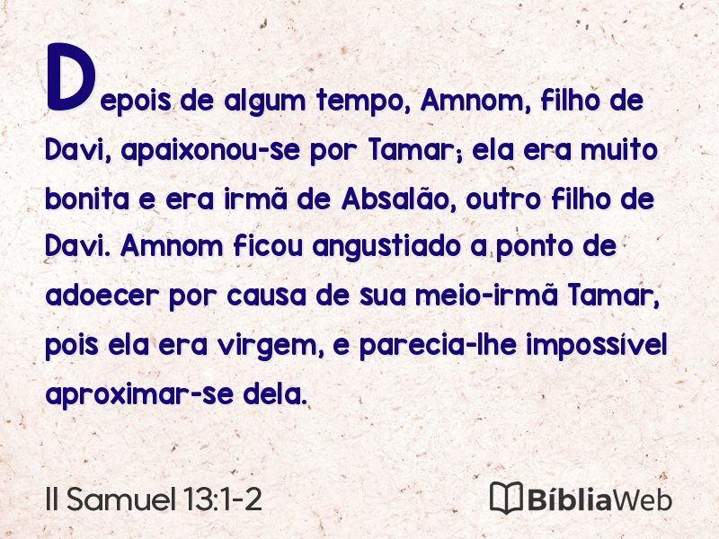II Samuel 13:1-2 em imagem para compartilhar