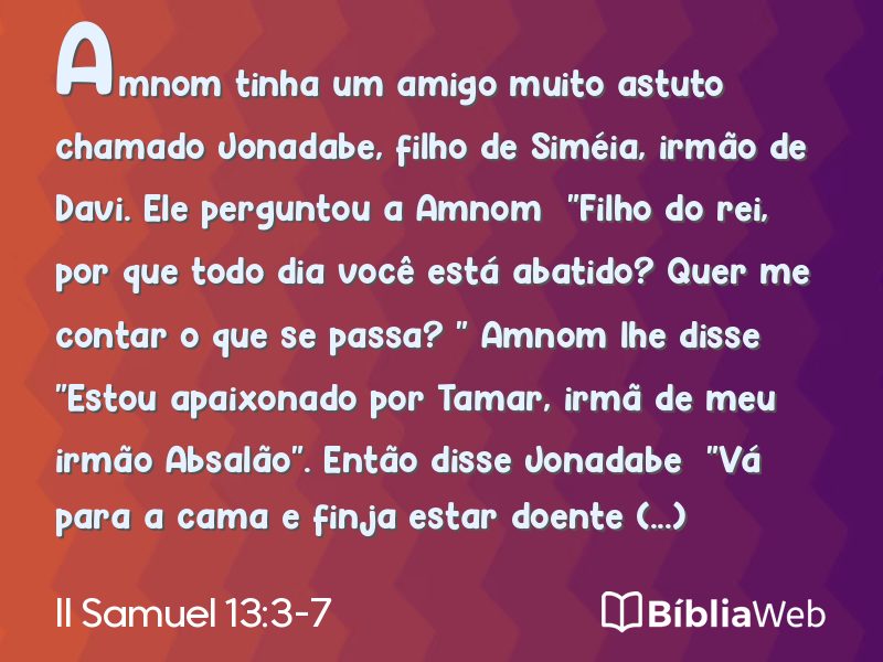 II Samuel 13:3-7 em imagem para compartilhar