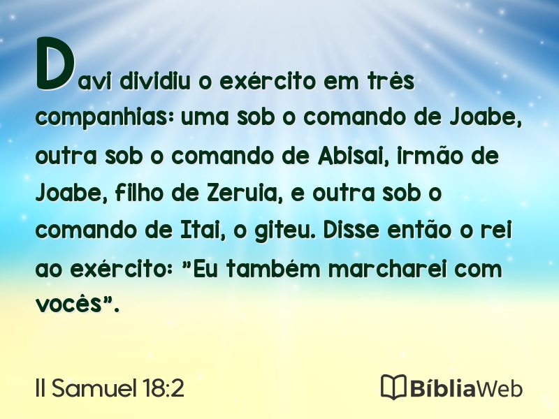 II Samuel 18:2 em imagem para compartilhar