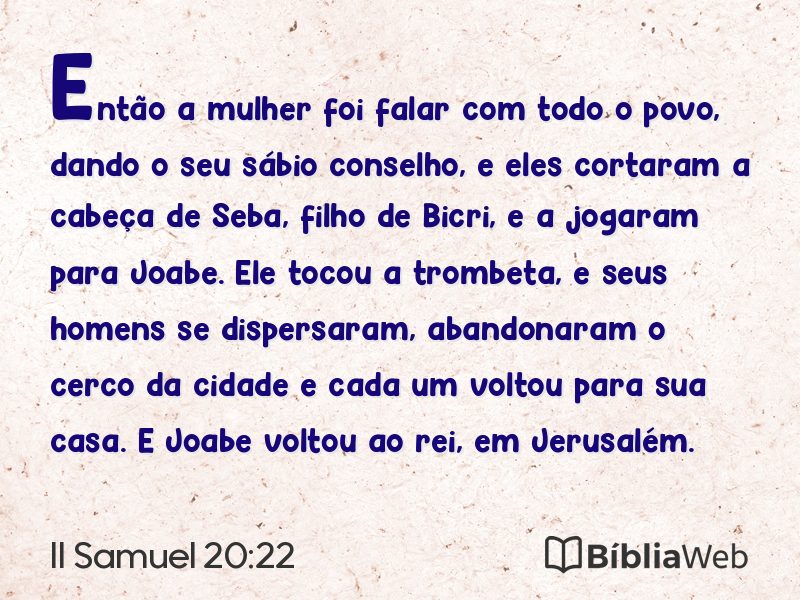 II Samuel 20:22 em imagem para compartilhar