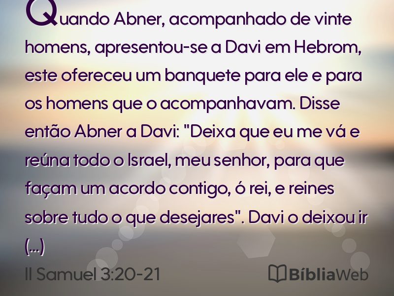 II Samuel 3:20-21 em imagem para compartilhar
