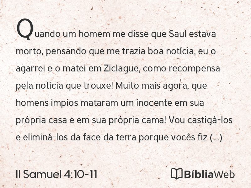 II Samuel 4:10-11 em imagem para compartilhar