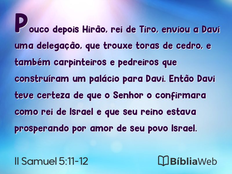 II Samuel 5:11-12 em imagem para compartilhar