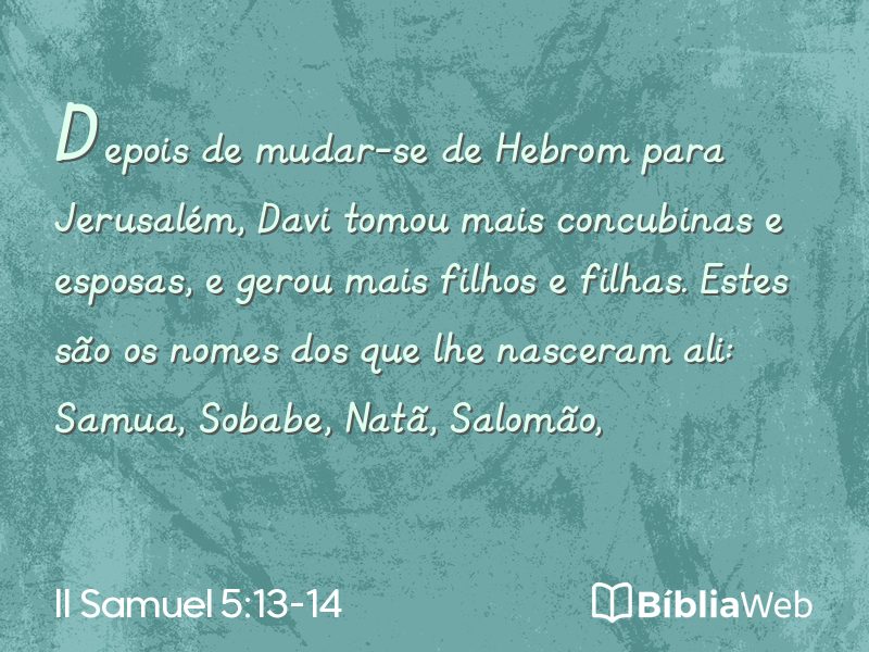 II Samuel 5:13-14 em imagem para compartilhar