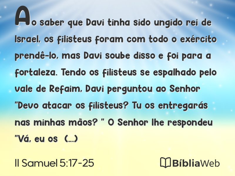 II Samuel 5:17-25 em imagem para compartilhar