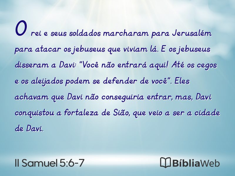 II Samuel 5:6-7 em imagem para compartilhar