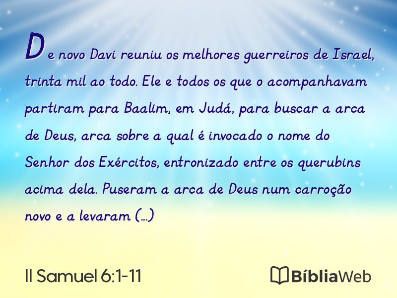 II Samuel 6:1-11 em imagem para compartilhar