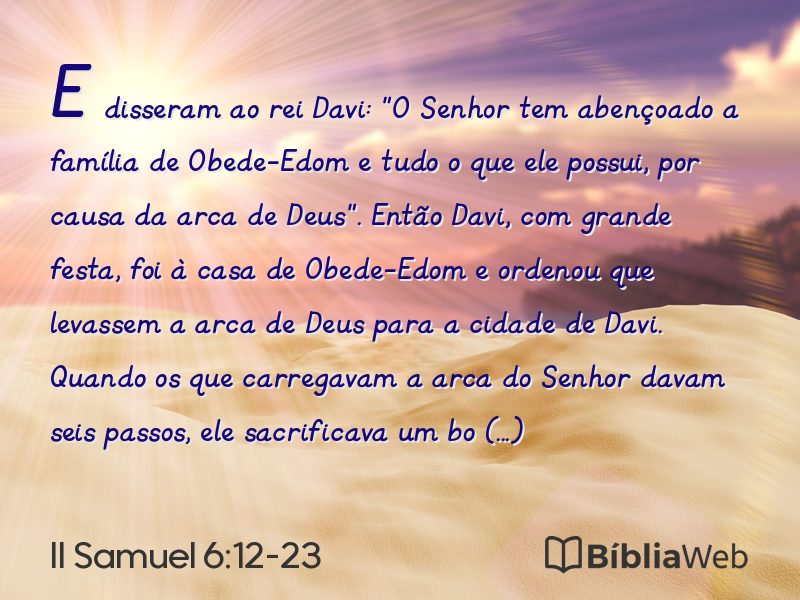 II Samuel 6:12-23 em imagem para compartilhar
