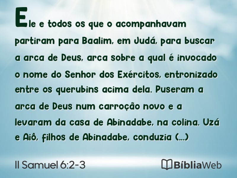 II Samuel 6:2-3 em imagem para compartilhar
