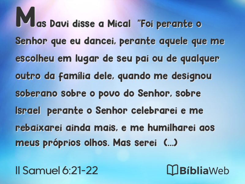II Samuel 6:21-22 em imagem para compartilhar
