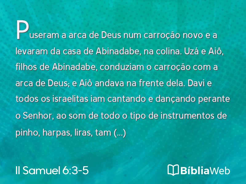 II Samuel 6:3-5 em imagem para compartilhar