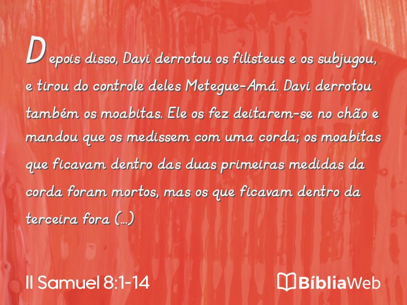 II Samuel 8:1-14 em imagem para compartilhar