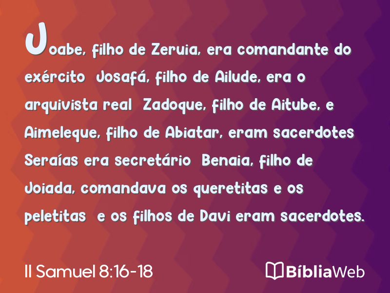 II Samuel 8:16-18 em imagem para compartilhar
