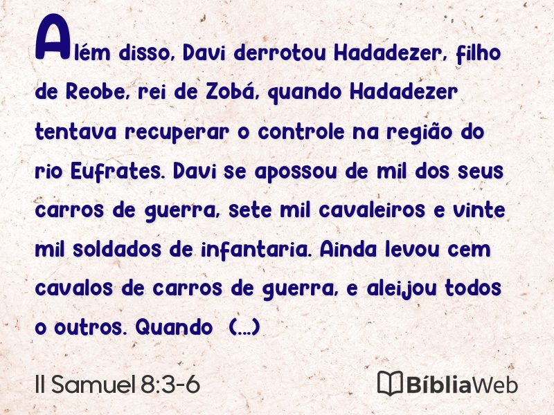 II Samuel 8:3-6 em imagem para compartilhar