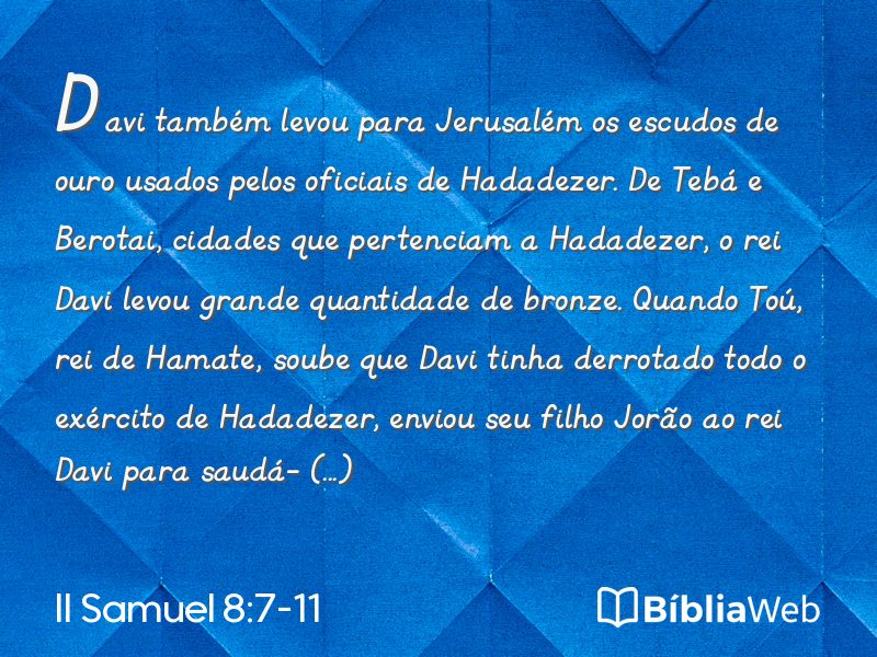II Samuel 8:7-11 em imagem para compartilhar