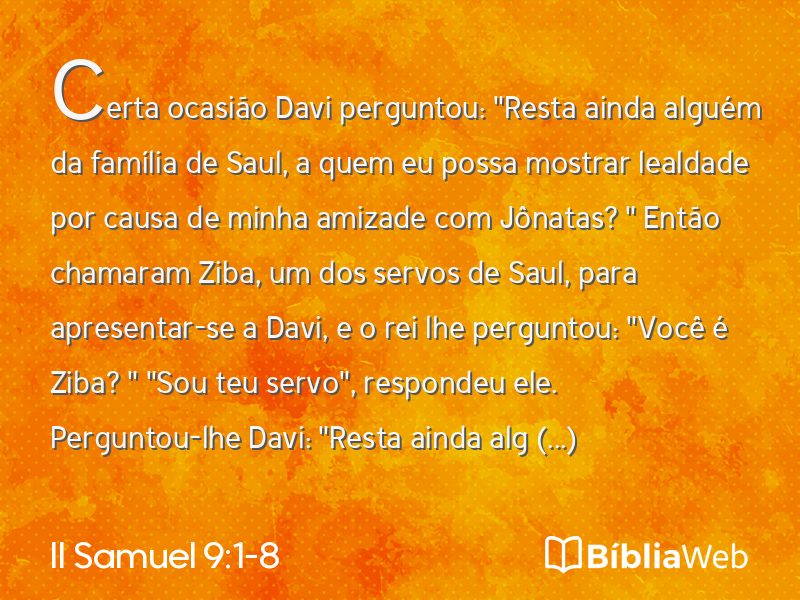 II Samuel 9:1-8 em imagem para compartilhar