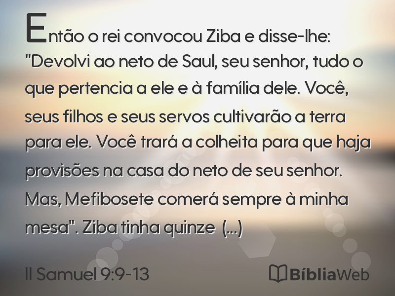 II Samuel 9:9-13 em imagem para compartilhar