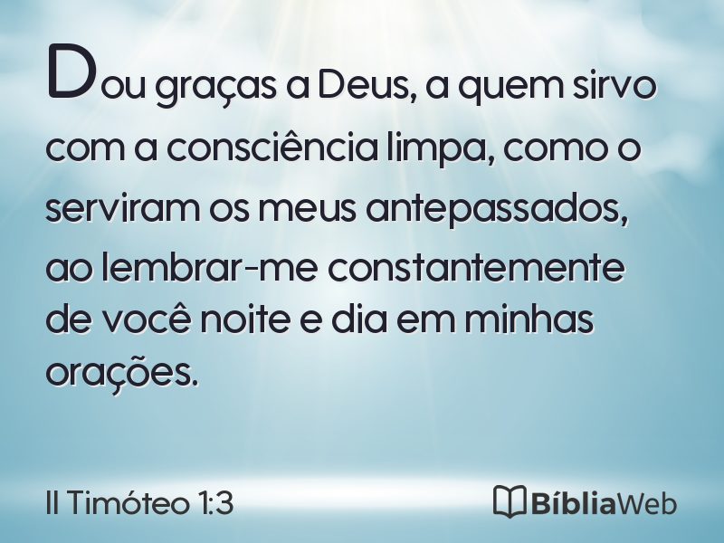 II Timóteo 1:3 em imagem para compartilhar