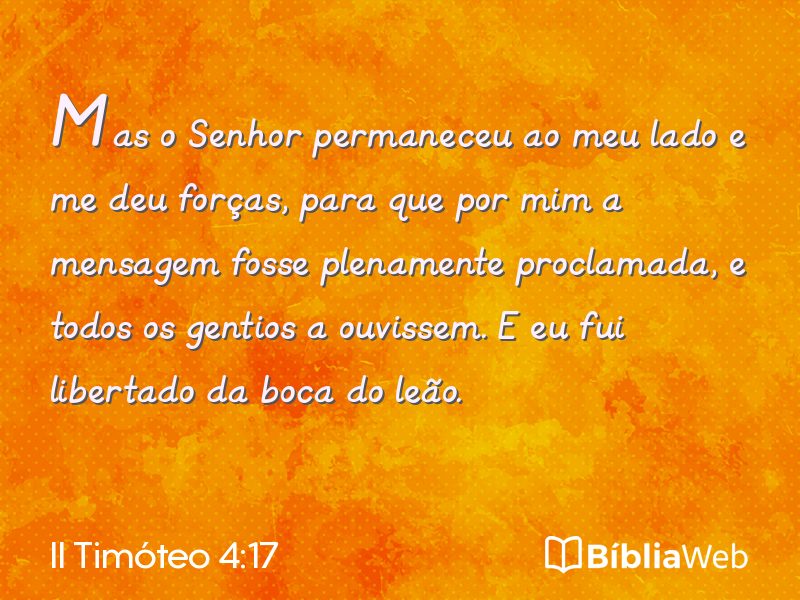 II Timóteo 4:17 em imagem para compartilhar