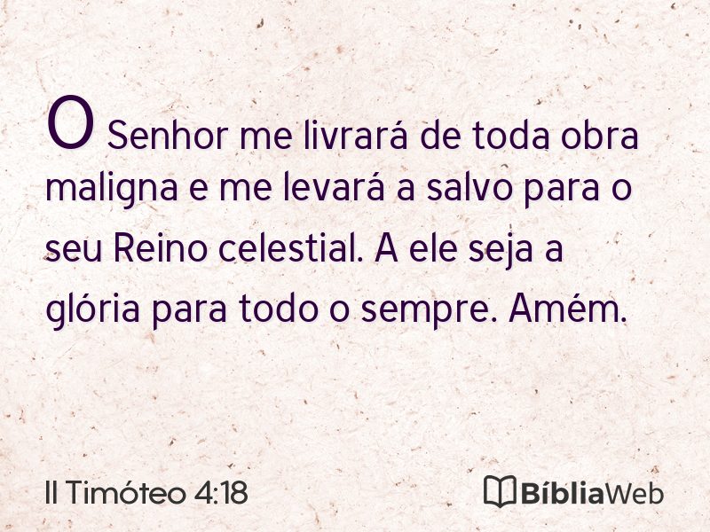 II Timóteo 4:18 em imagem para compartilhar