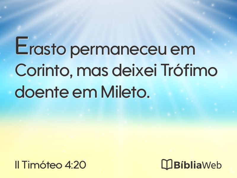 II Timóteo 4:20 em imagem para compartilhar