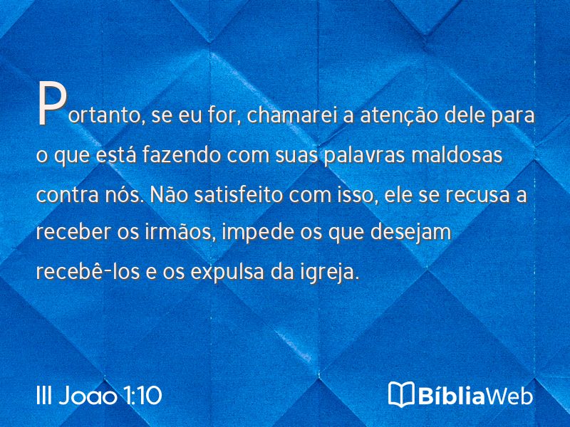 III Joao 1:10 em imagem para compartilhar