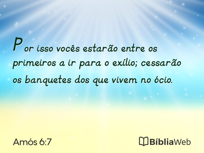 Amós 6:7 em imagem para compartilhar