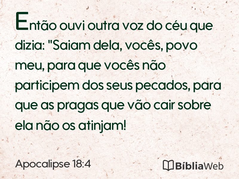 Apocalipse 18:4 em imagem para compartilhar